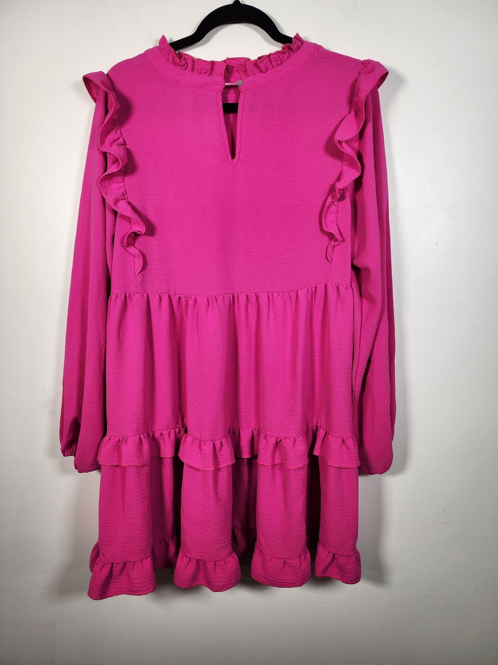 JODIFL Pink Ruffle Dress | Boutique Mini Dress | Feminine Boho Cottagecore | - Picture 5 of 10